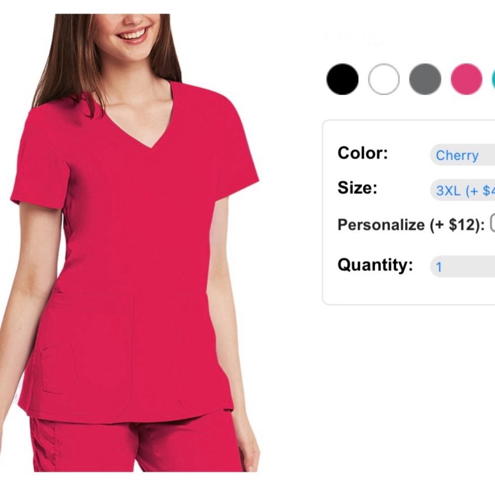 KD110 by Barco Scrub Top 3XL Cherry NEW